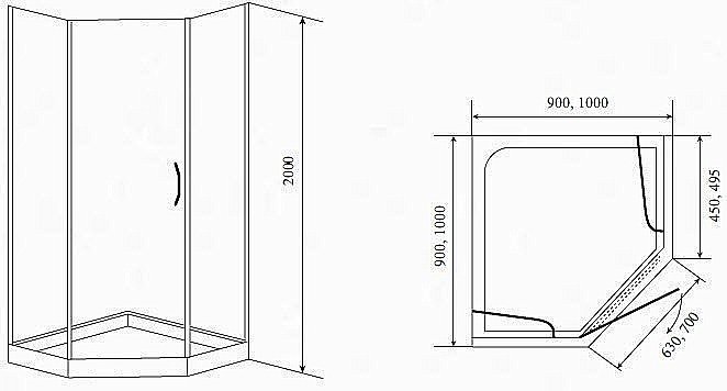 Душевой уголок TIMO BY-839 90x90 матовое стекло купить в интернет-магазине Sanbest
