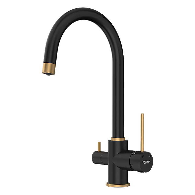 Смеситель для кухни Elghansa 56B5216-BlackGold черный матовый/золото купить в интернет-магазине сантехники Sanbest