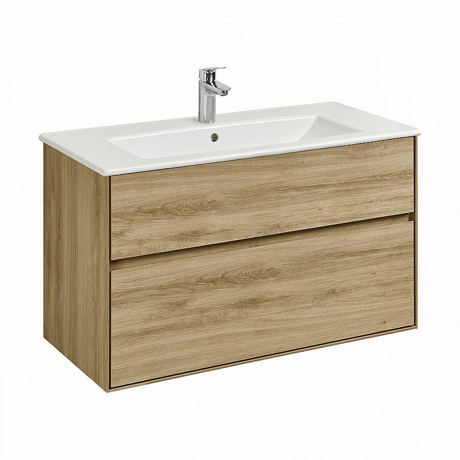 Тумба с раковиной Акватон Либерти 100 дуб эльвезия для ванной в интернет-магазине Sanbest