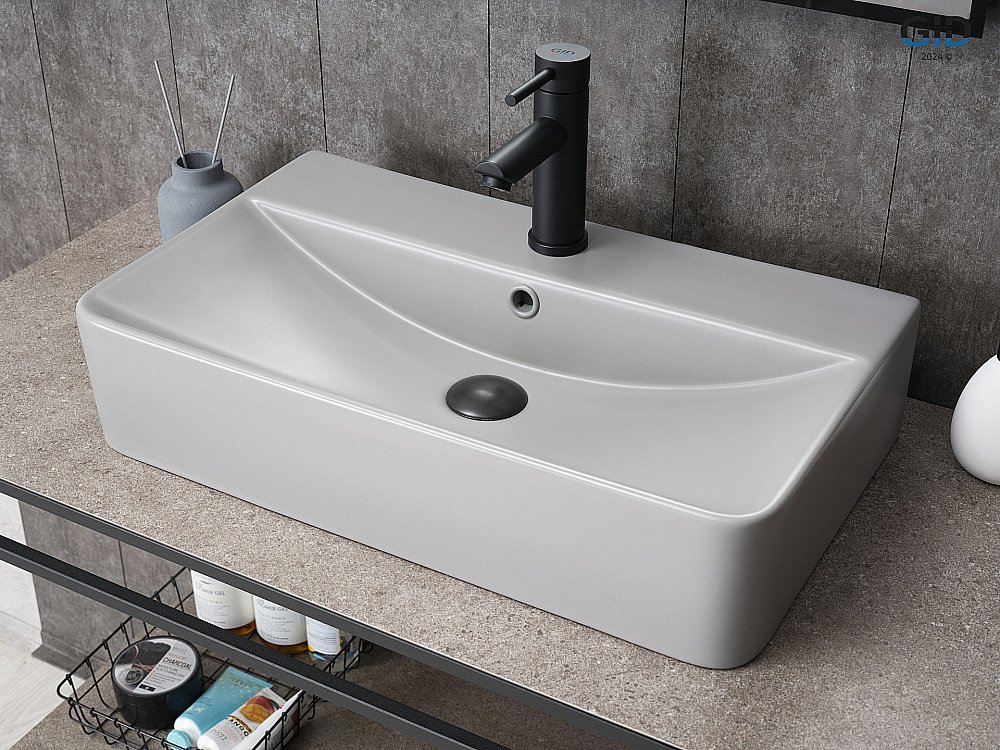 Раковина накладная Gid Gm1344 серая матовая купить в интернет-магазине Sanbest