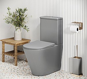 Унитаз Grossman Color GR-4480GLMS безободковый, с крышкой микролифт, с бачком, светло-серый матовый купить в интернет-магазине Sanbest