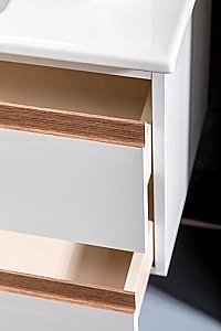 Тумба с раковиной Armadi Art Capolda 85 белая с ручкой орех для ванной в интернет-магазине Sanbest