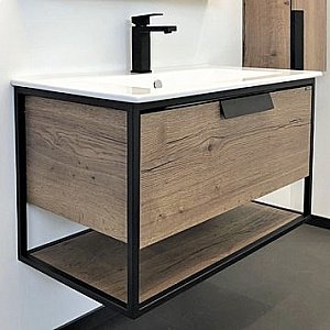 Тумба с раковиной Comforty Бонн 00-00003466 90 дуб темный для ванной в интернет-магазине Sanbest