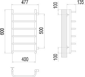 Полотенцесушитель водяной Terminus Стандарт П6 400х600 с боковым подключением 500 купить в интернет-магазине сантехники Sanbest
