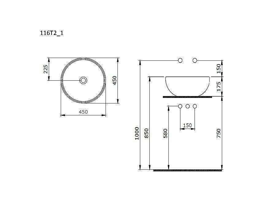 Раковина Ambassador Queen 45 116T20201 черная матовая купить в интернет-магазине Sanbest
