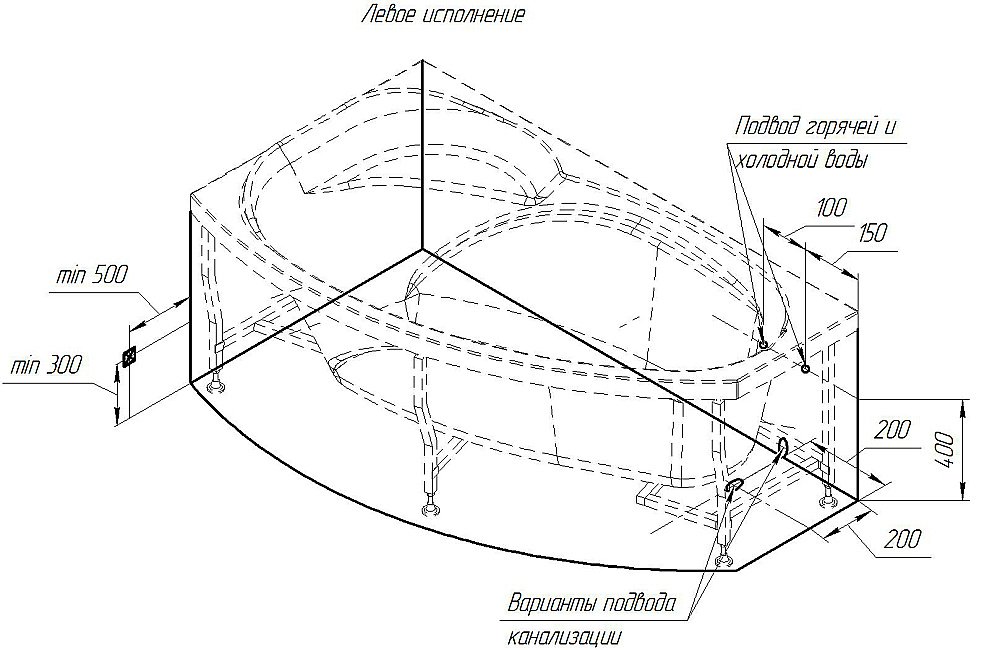 Ванна акриловая Vannesa София 2-78-0-1-223 169х99 купить в интернет-магазине Sanbest