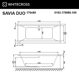 Ванна с гидромассажем WhiteCross SAVIA DUO SMART 170x80 белая/золото купить в интернет-магазине Sanbest