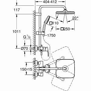 Душевая система Grohe Tempesta Cube 250 26692001 хром купить в интернет-магазине сантехники Sanbest