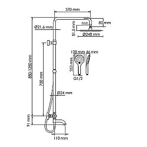 Душевая система WasserKraft A288.258.078.BM Thermo черный купить в интернет-магазине сантехники Sanbest