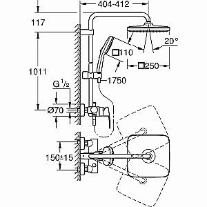 Душевая система Grohe Tempesta Cube 250 26692001 хром купить в интернет-магазине сантехники Sanbest