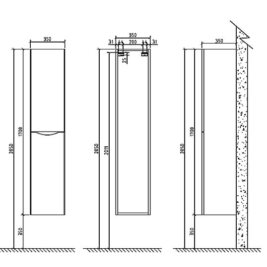 Шкаф BelBagno ANCONA-N 35 светлое дерево для ванной в интернет-магазине сантехники Sanbest