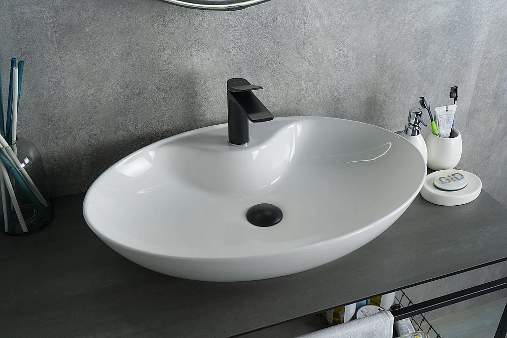 Раковина накладная Gid Lago 65 N9438 51151 белая купить в интернет-магазине Sanbest