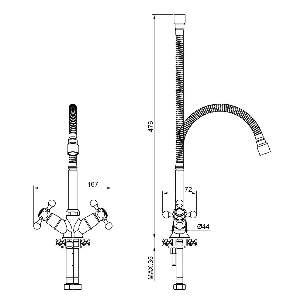 Смеситель для кухни Olive's GIRONA 01435GR хром купить в интернет-магазине сантехники Sanbest