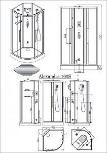 Душевая кабина Acquazzone Alexandra 100S с паром купить в интернет-магазине Sanbest