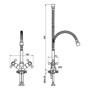 Смеситель для кухни Olive's GIRONA 01435GR хром купить в интернет-магазине сантехники Sanbest