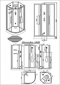 Душевая кабина Acquazzone Alexandra 100S 100х100 с паром купить в интернет-магазине Sanbest