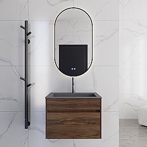 Тумба с раковиной Vincea Chiara 60 VMC-2C600CO/VCB-13600G тёмный дуб/раковина серая для ванной в интернет-магазине Sanbest