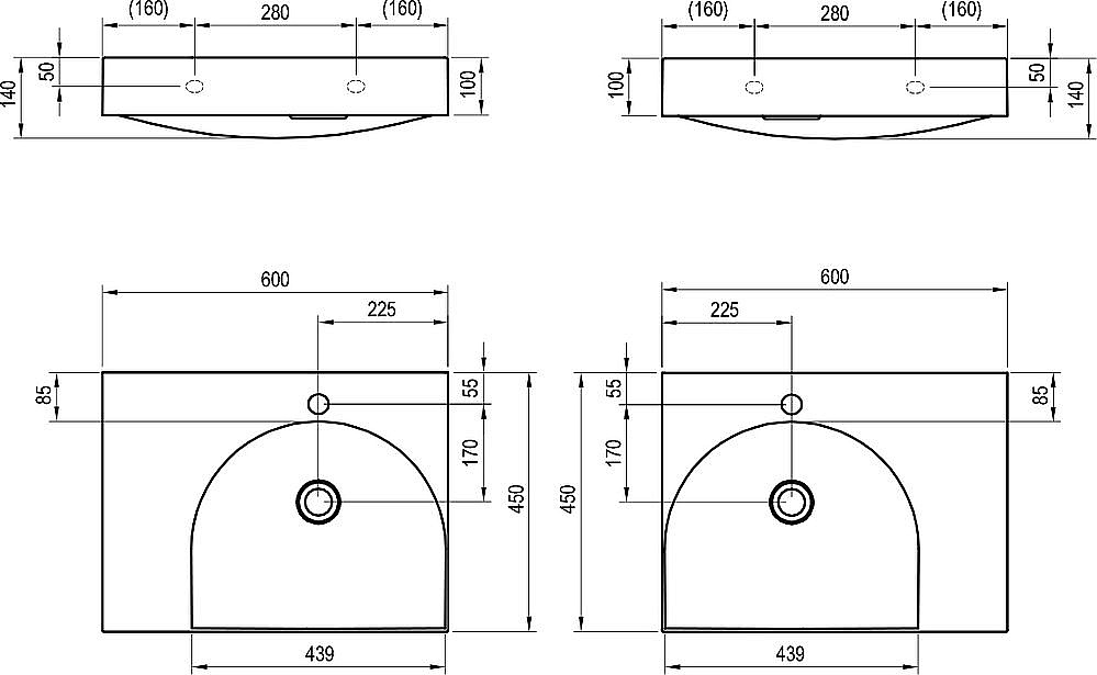 Раковина Ravak Lite XJX1260000 белый купить в интернет-магазине Sanbest