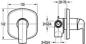 Встраиваемый смеситель для душа Cezares GLOBO-F-DEV4 купить в интернет-магазине сантехники Sanbest