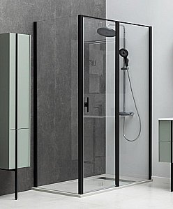 Душевой уголок Allen Brau Priority 3.31036.BBA+3.31042.BBA 140х80 стекло прозрачное/профиль черный брашированный купить в интернет-магазине Sanbest