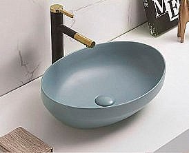 Раковина накладная CeramaLux NC 50 78590MHL голубая матовая купить в интернет-магазине Sanbest