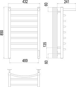 Полотенцесушитель электрический с полочкой Terminus Классик П8 400х850 купить в интернет-магазине сантехники Sanbest