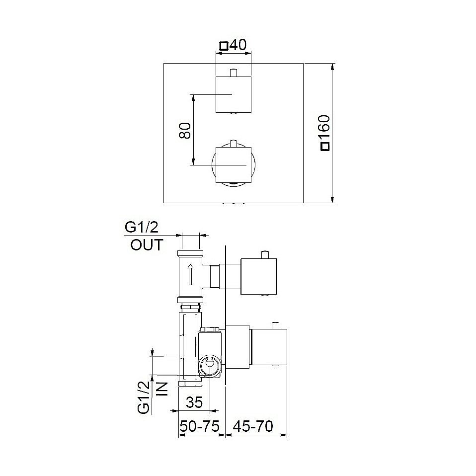 Смеситель для душа с термостатом Webert PEGASO PE970901015 хром купить в интернет-магазине сантехники Sanbest