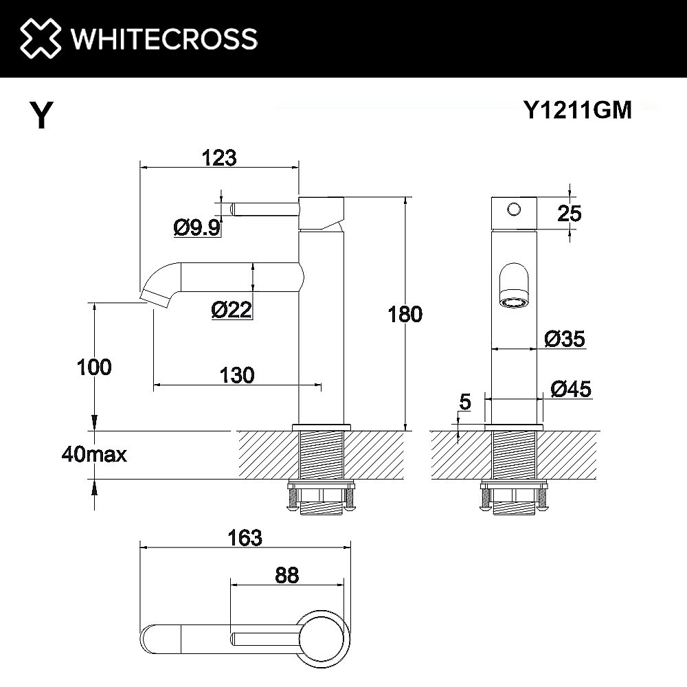 Смеситель для раковины WhiteCross Y Y1211GM оружейная сталь купить в интернет-магазине сантехники Sanbest