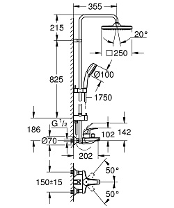 Душевая система Grohe Tempesta Cosmopolitan 250 26693000 хром купить в интернет-магазине сантехники Sanbest