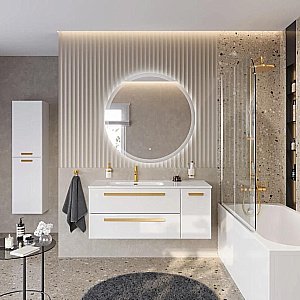 Тумба с раковиной Cezares ECO-CER-N 120 ECO-CER-N-1200-2C-1A-SO-BL белая глянцевая для ванной в интернет-магазине Sanbest