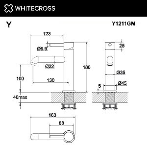Смеситель для раковины WhiteCross Y Y1211GM оружейная сталь купить в интернет-магазине сантехники Sanbest