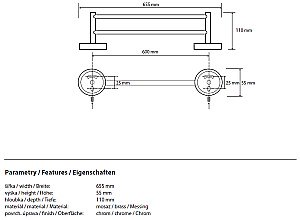 Полотенцедержатель двойной Bemeta Omega 104104052 купить в интернет-магазине сантехники Sanbest