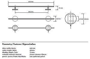 Полотенцедержатель Bemeta Alfa 102404282 купить в интернет-магазине сантехники Sanbest