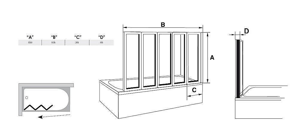 Шторка для ванной Ravak Supernova VS5 купить в интернет-магазине Sanbest