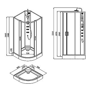 Душевая кабина Loranto NEO CS-21811 90x90 прозрачное стекло/ профиль черный матовый купить в интернет-магазине Sanbest