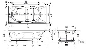 Ванна Эстет Бета 170x80 белая купить в интернет-магазине Sanbest