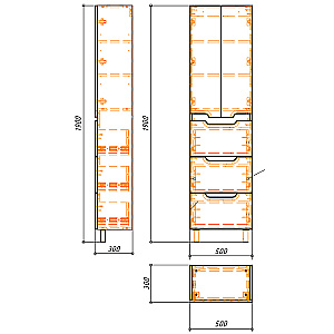 Пенал напольный Azario KANTRI 50/3 CS00097265 белый для ванной в интернет-магазине сантехники Sanbest