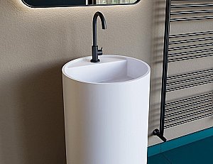 Раковина напольная Salini ARMONIA TOP 01 130114G 45 из искусственного камня S-Sense, белая глянцевая купить в интернет-магазине Sanbest