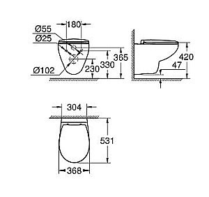 Унитаз подвесной Grohe Bau Ceramic 39351000 безободковый, с крышкой микролифт купить в интернет-магазине Sanbest