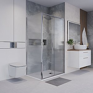 Душевой уголок Niagara Nova NG-65-11CH/NG-CH80-34 110х80 стекло шиншилла/профиль хром купить в интернет-магазине Sanbest