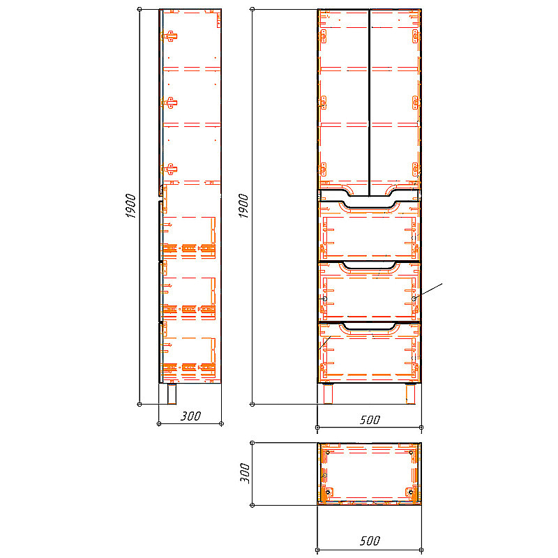 Пенал напольный Azario KANTRI 50/3 CS00097265 белый для ванной в интернет-магазине сантехники Sanbest