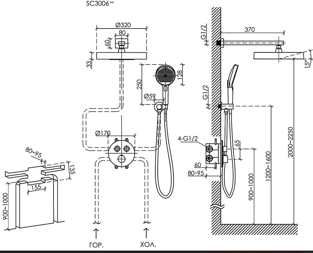 Душевая система Sancos Space SC3006CH хром купить в интернет-магазине сантехники Sanbest