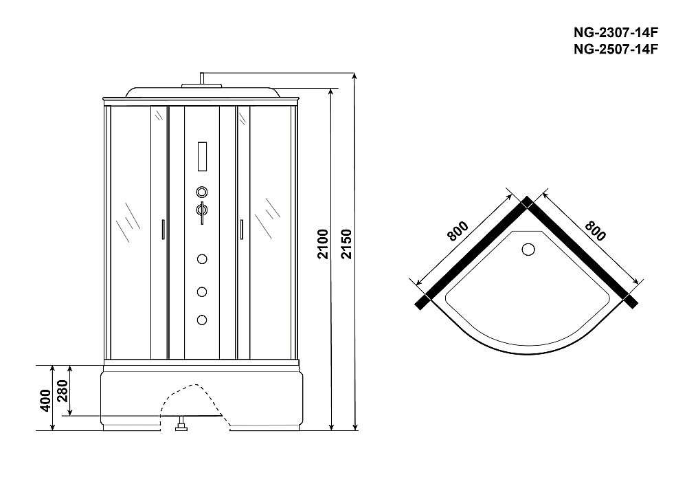 Душевая кабина Niagara Classic NG-2507-14F 80х80 с гидромассажем купить в интернет-магазине Sanbest