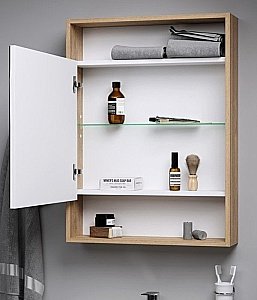 Зеркальный шкаф Aqwella City 50 светлое дерево купить в интернет-магазине сантехники Sanbest