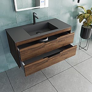 Тумба с раковиной Vincea Chiara 2D 100 VMC-2C2100CO/VCB-13100G тёмный дуб/раковина серая для ванной в интернет-магазине Sanbest