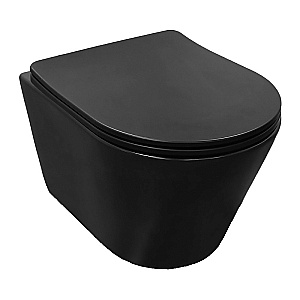 Унитаз подвесной Azario Vela AZ-2480MB черный матовый, безободковый, с крышкой микролифт, слив торнадо купить в интернет-магазине Sanbest