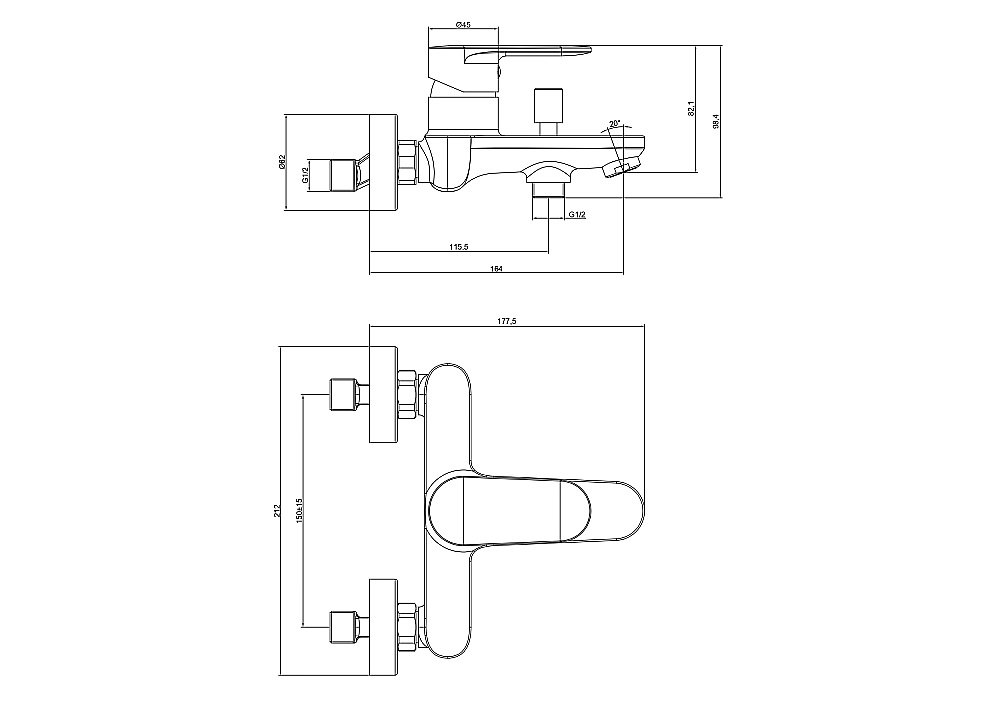 Cмеситель для ванны Aquatek Ника AQ1840MB черный матовый купить в интернет-магазине сантехники Sanbest