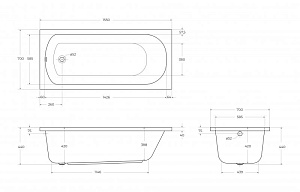 Ванна акриловая Cezares 155x70 ECO-155-70-41-W37 белая купить в интернет-магазине Sanbest