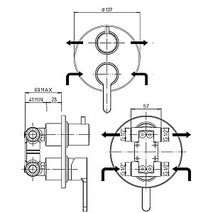 Смеситель для душа PAINI Arena 92CR6911 хром купить в интернет-магазине сантехники Sanbest