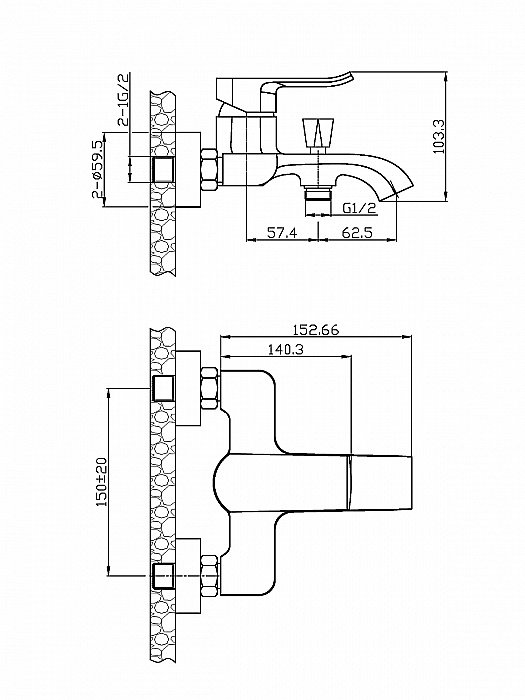 Смеситель для ванны Agger Happy A0410000 купить в интернет-магазине сантехники Sanbest